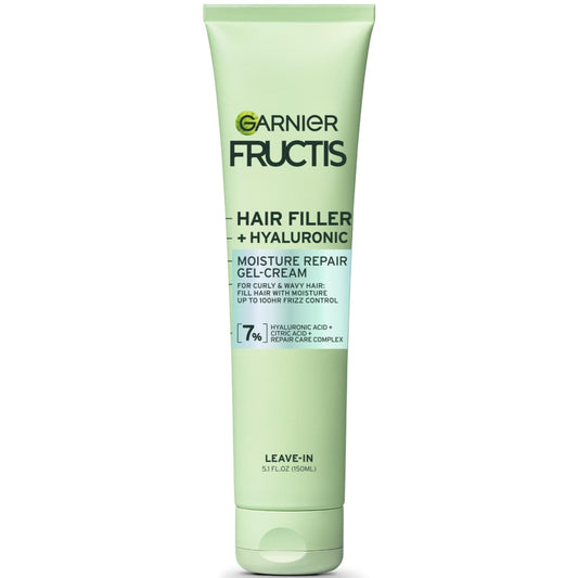 GARNIER Fructis Hair Filler Moisture Repair Gel-Cream, Hair Gel for Curls and Waves with Hyaluronic Acid, 5.1 Fl Oz, 1 Count