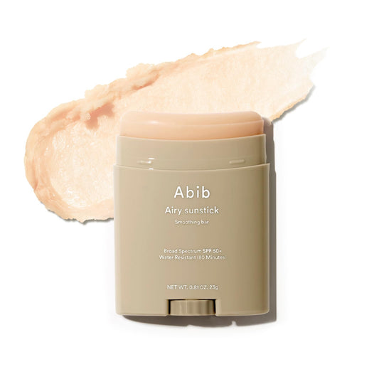 ABIB Airy Sunstick Smoothing Bar Broad Spectrum SPF50+ 0.81 oz / 23 g (Semi- matte) | Korean Suncreen Stick Suncare Sunblock, No Whitecast, Protector Solar Barra, Water resistant