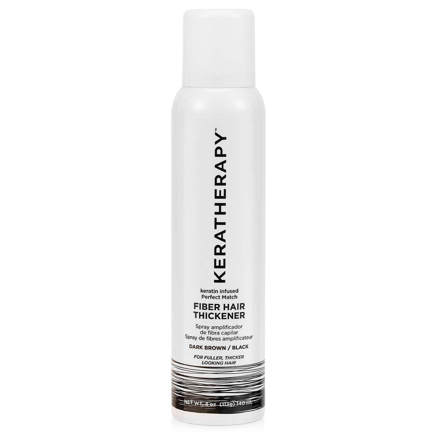 Keratherapy Keratin Infused Perfect Match Fiber Hair Thickener Spray, Dark Brown to Black, 4 fl. oz., 140 ml - Volumizing, Thickening, & Concealing Hairspray for Scalp Coverage, Roots & Thinning Areas