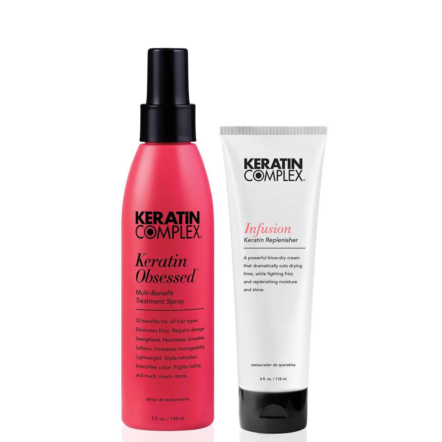 Keratin Complex - Blow Dry Essential Kit - Keratin Obsessed, 5 fl oz + Infusion Keratin Replenisher, 4 fl oz