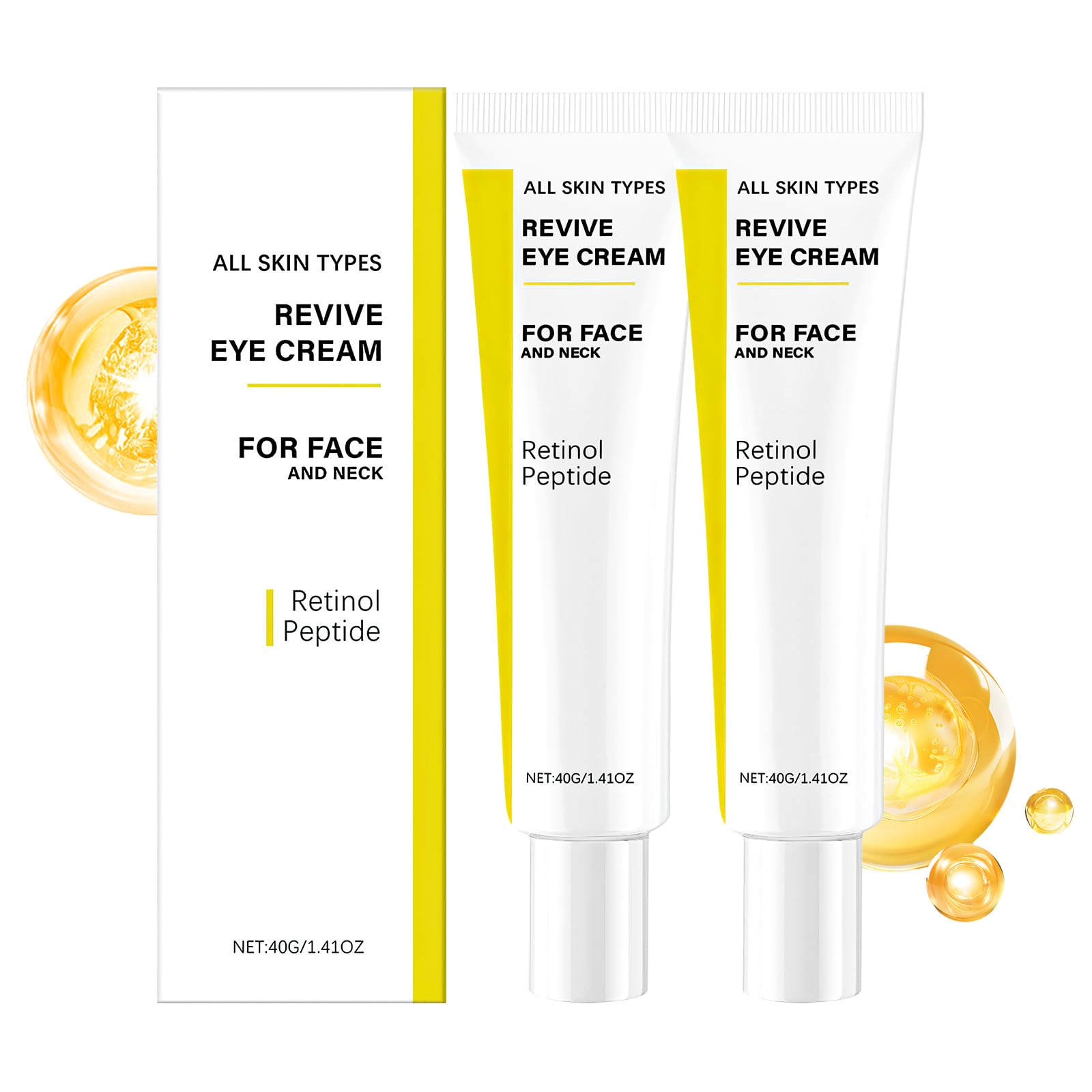 2PCS Revive Eye Cream,Revive Eye Cream with Retinol Peptide,Reduces Wrinkles Firming & Hydrating EyeCream for All Skin Types