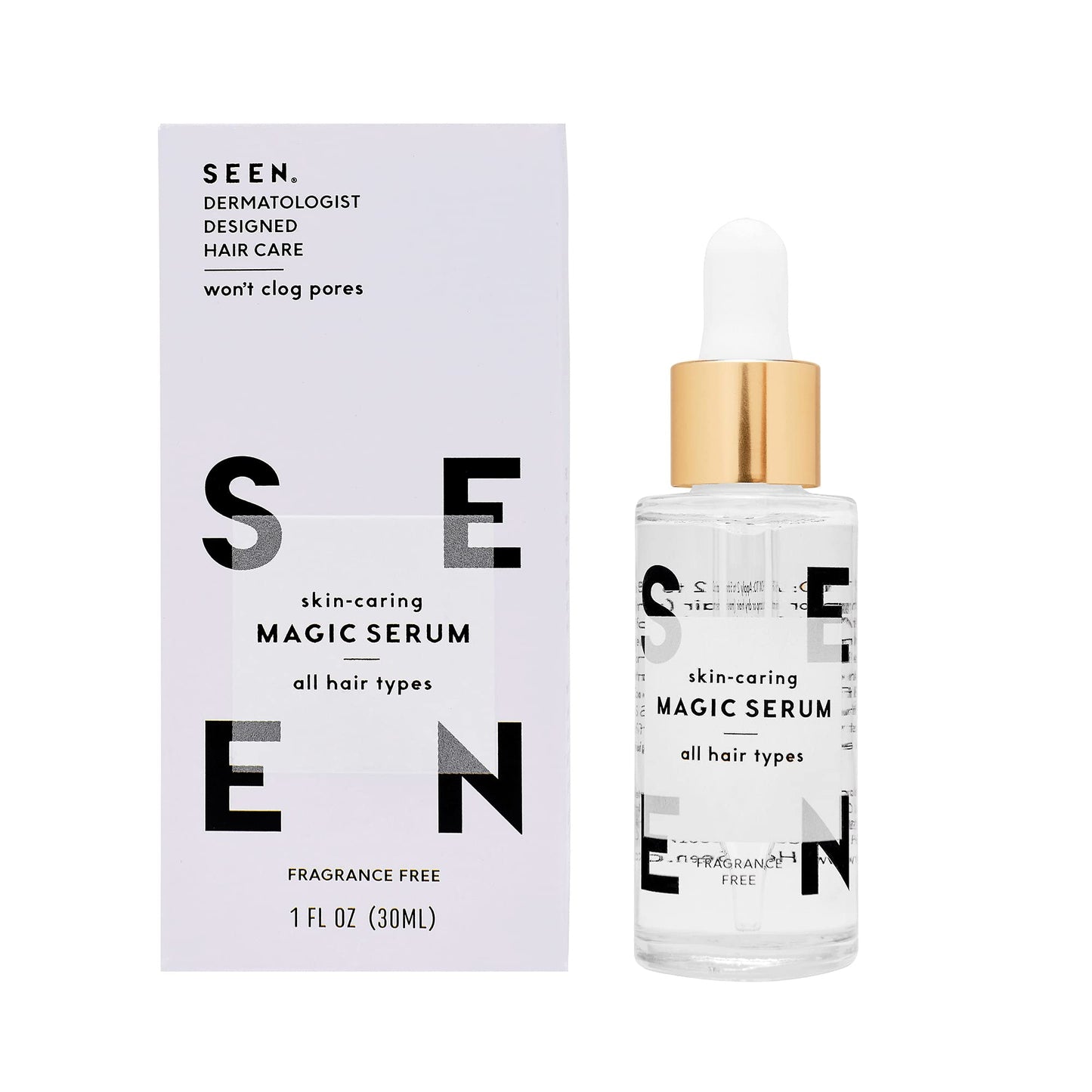 SEEN Magic Serum, Fragrance Free - Non-Comedogenic & Sulfate-Free Hair Serum- Anti Frizz- DERMAtologist-Developed - Safe for Sensitive, Eczema & Acne Prone Skin