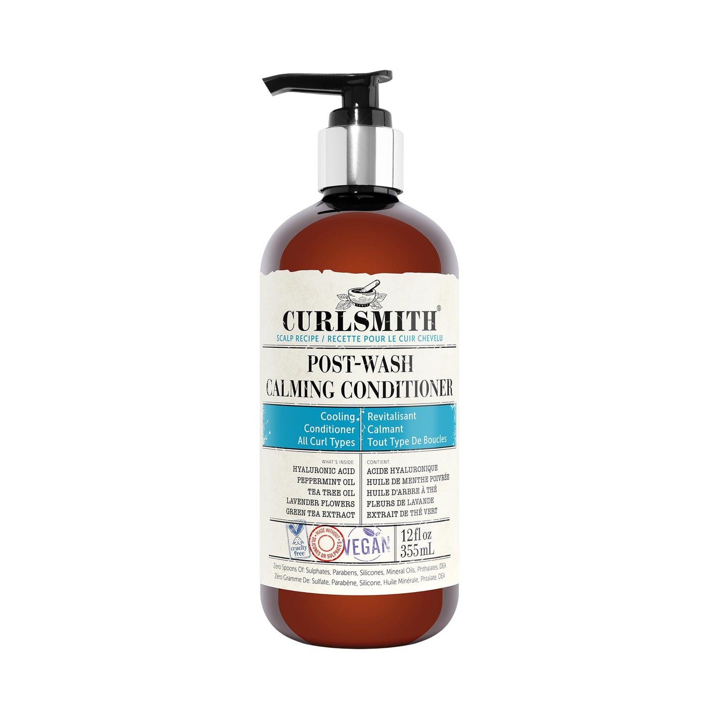 CURLSMITH Post-Wash Calming Conditioner - Vegan Cooling Rinse-Out Conditioner for any Hair Type, Scalp Soothing (12 fl oz)