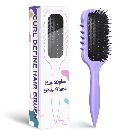 Curl Defining Brush Curly Hair Brush for Wet or Dry Use Detangles Knots, Reduces Frizz Styling Tool for All Hair Types, Unisex(Purple)