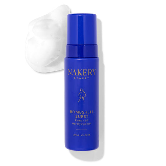 Nakery Bombshell Burst Hair Foam, Volumizing Mousse for Styling Curly and Straight Hair, Lightweight Foam with Biotin, Keratin, Panthenol, Texture Booster for All Types