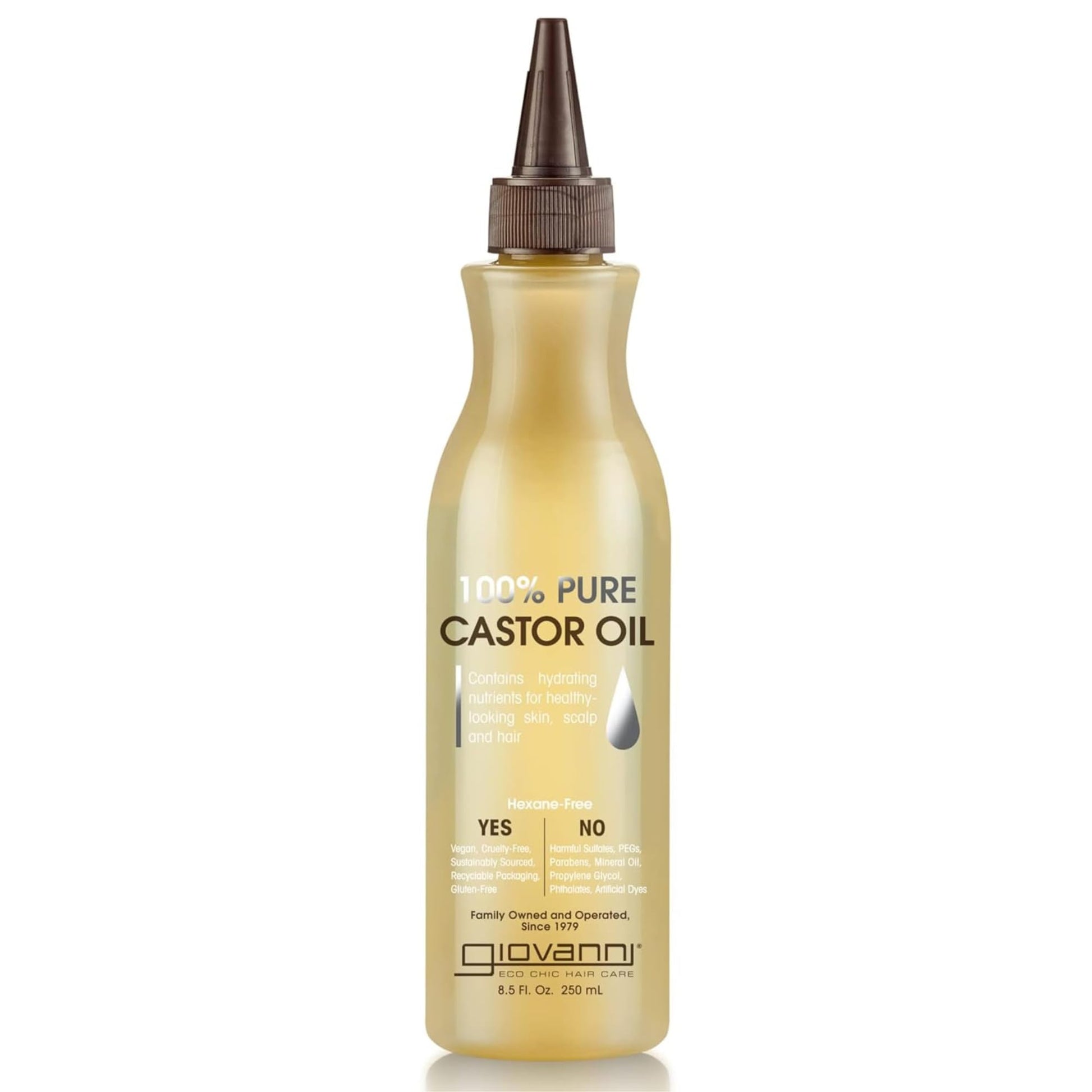 GIOVANNI Smoothing Castor Oil - 100% Pure, All Hair Types, Naturally Nourish Skin, Moisturize Hair & Scalp, Reduces Frizz & Helps Rebond Split Ends - 8.5 oz