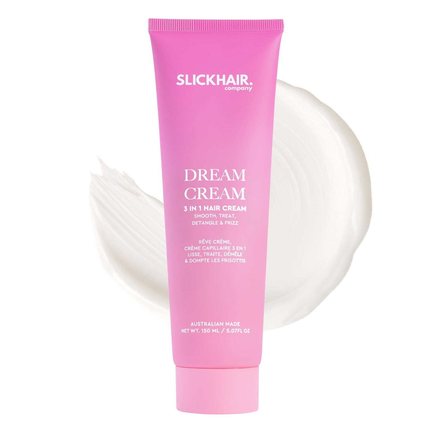 SlickHair Dream Cream, 3-in-1 Hair Styling Cream for Smooth Slick Back Hair Styles - Lightweight, Strong Hold, Non-Greasy & Non-Flakey - Smooths Frizz & Flyaways, 5.05 Oz