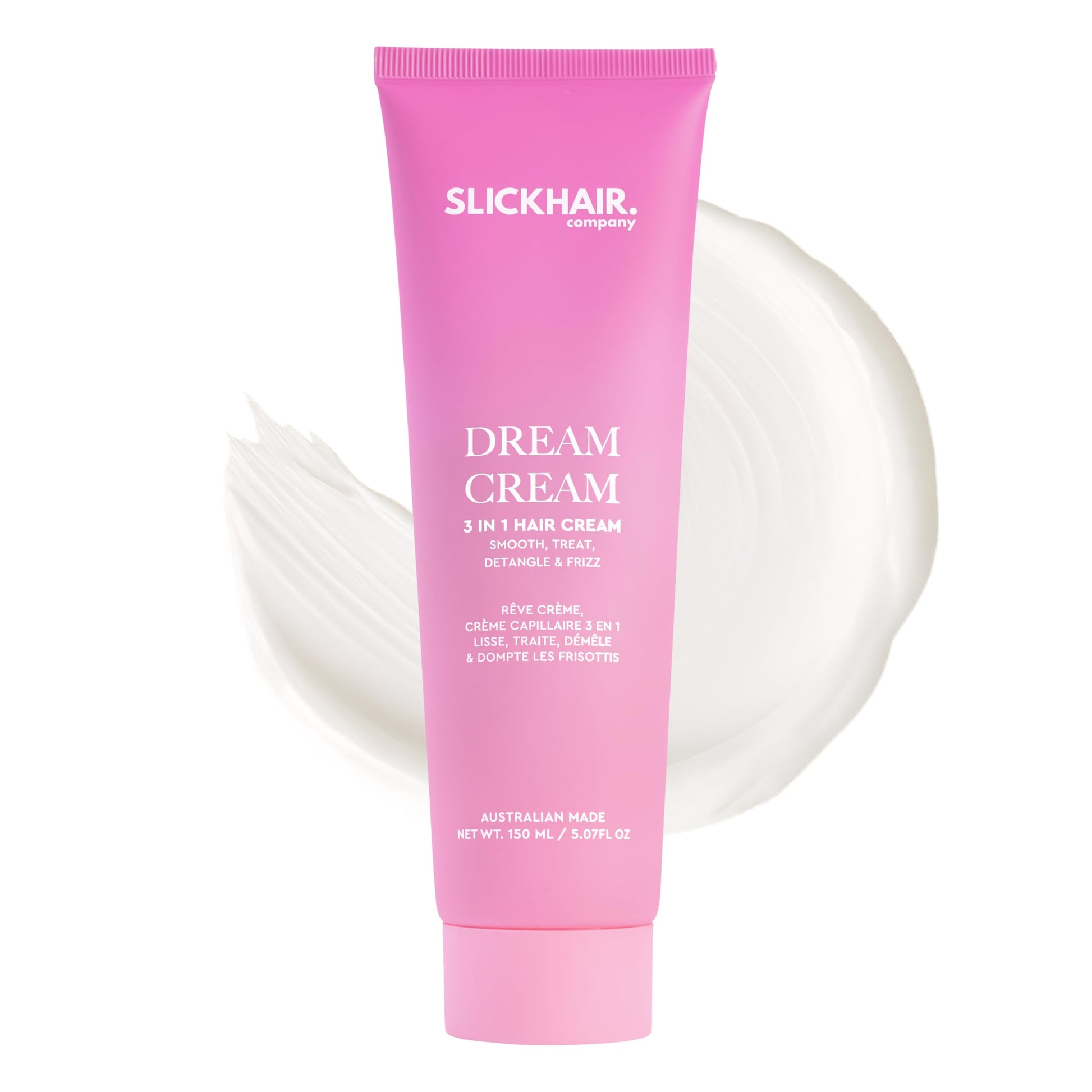SlickHair Dream Cream, 3-in-1 Hair Styling Cream for Smooth Slick Back Hair Styles - Lightweight, Strong Hold, Non-Greasy & Non-Flakey - Smooths Frizz & Flyaways, 5.05 Oz