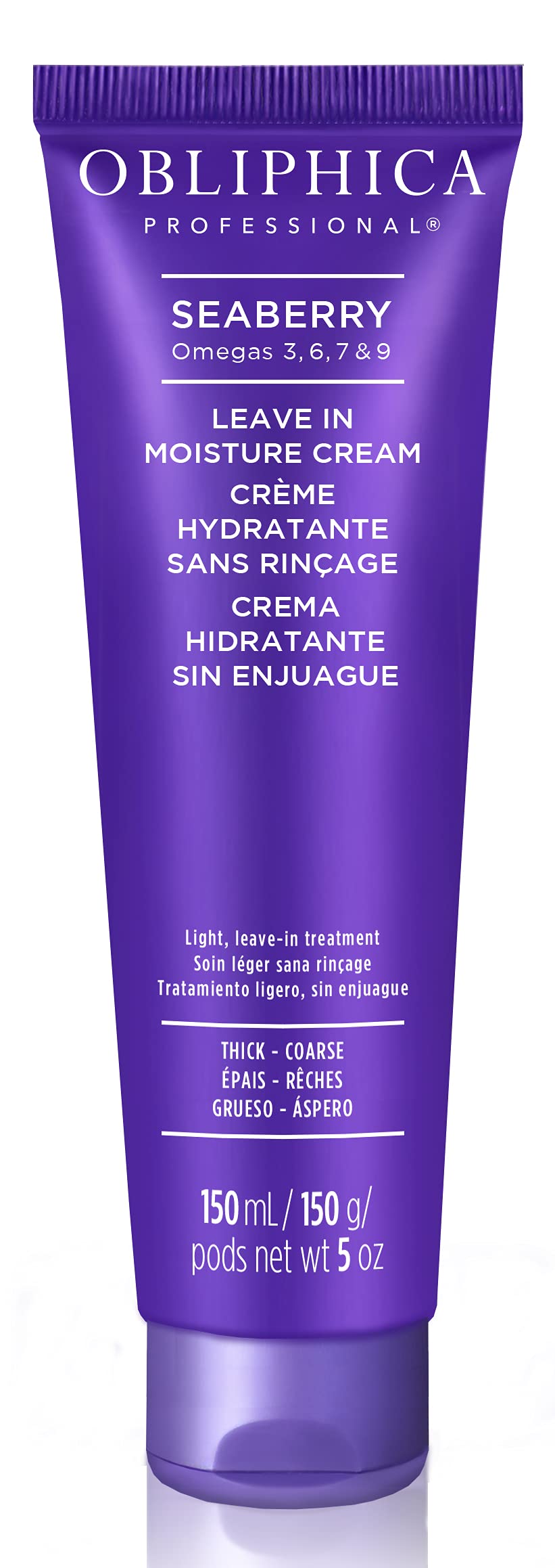 Obliphica Seaberry Leave In Moisture and Styling Cream for Women - Anti-Frizz Control, Normal Hair Products, Damaged Repaired Hair - Hair Mask & Treatment for Protecting Hair & Scalp - 5 Fl Oz