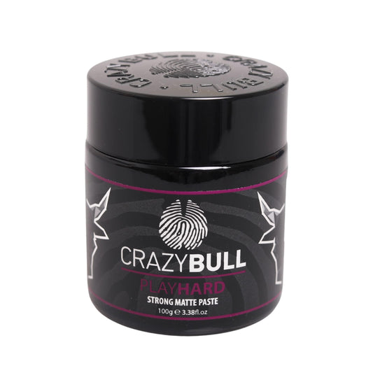 Crazy Bull Hair Play Hard Strong Matte Paste - Volumizing Hair Products - Cruelty-Free Styling Cream with Melon Scent - No Flake Hair Paste - 3.38 oz