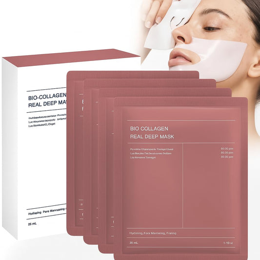 Bio Collagen Face Mask 4 Pack | Overnight Hydrating Treatment | Elasticity Boosting, Skin Firming | Korean Skincare