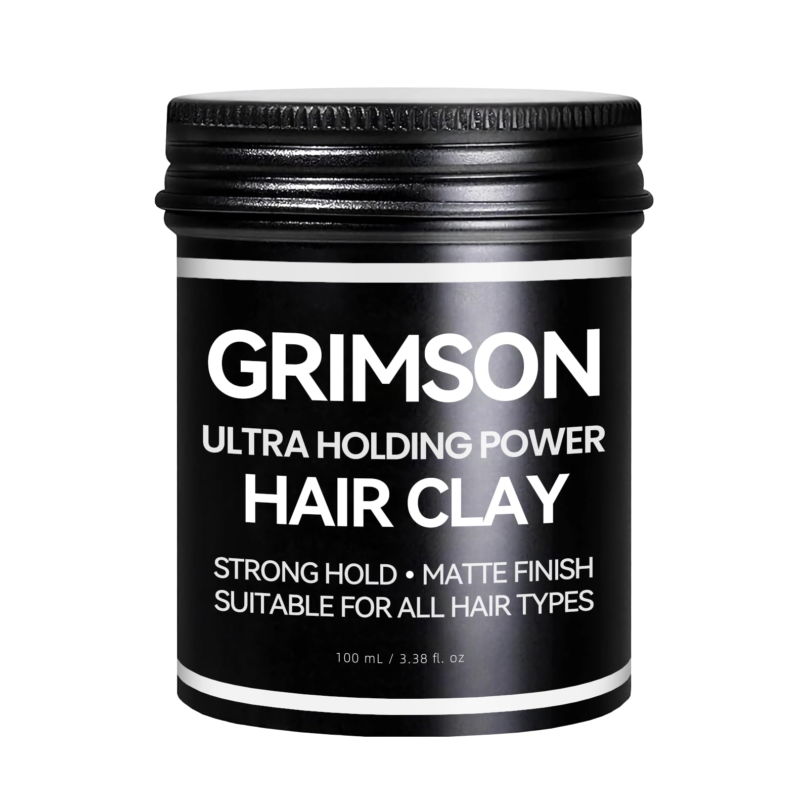 GRIMSON Hair Clay for Men - Strong Hold, Matte Finish, Ideal for All Hair Types & Styles, Easy to Wash Out, Improves Texture & Thickness, Easy to Apply (100g / 3.5oz)