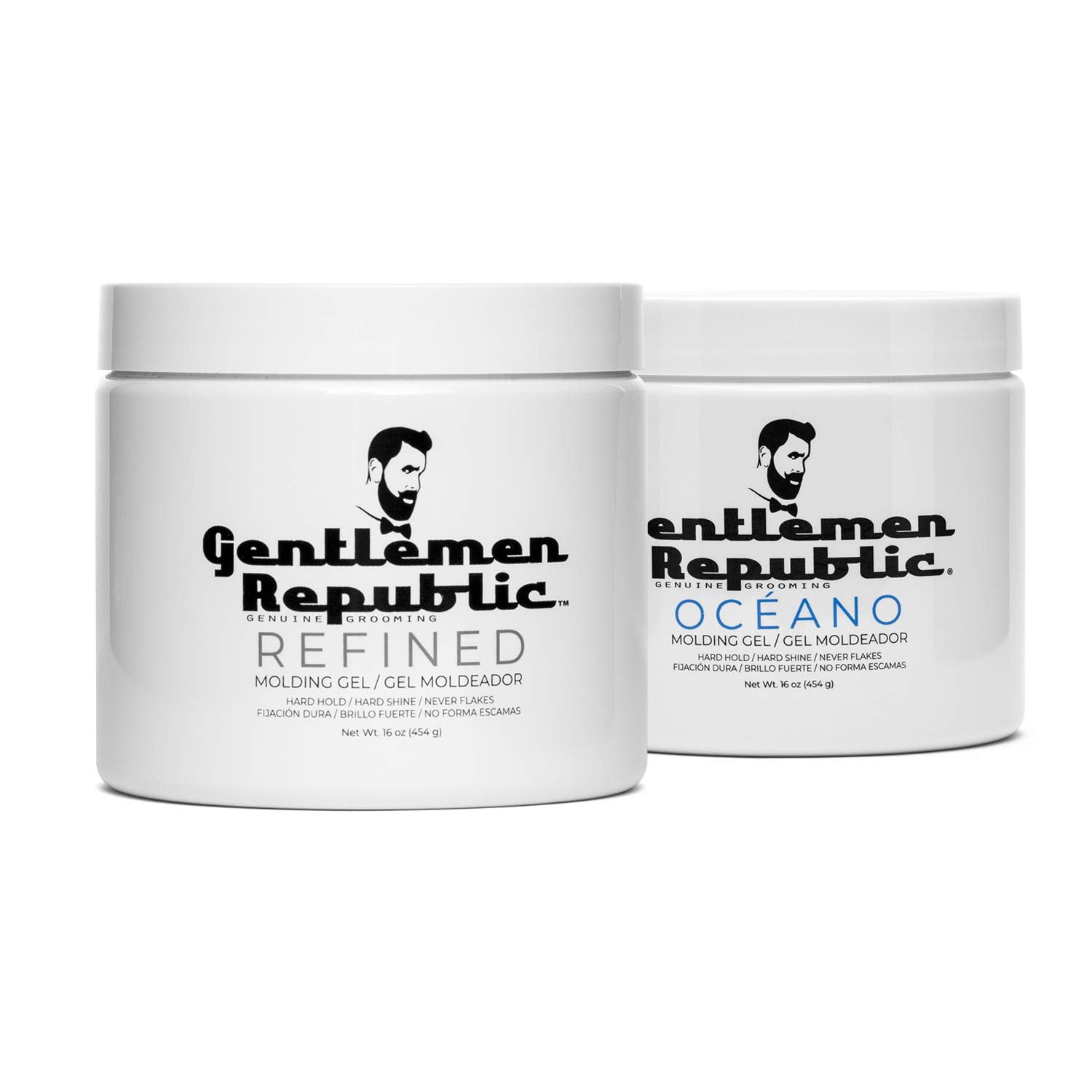 Gentlemen Republic 16oz Refined & Oceano Hair Gel for Men - Provides 24 Hour High Hold & Shine - Premium Mens Hair Styling Products