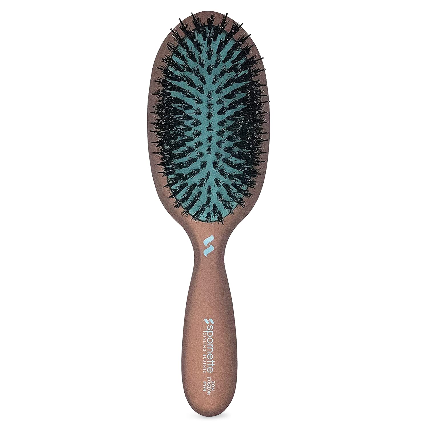 Spornette Ion Fusion Cushion Oval Brush - Boar & Nylon Bristle Mix for Brushing Out, Smoothing, Detangling, Styling and Setting Medium to Long, Thick, Thin or Normal Hair for Men, Women and Children