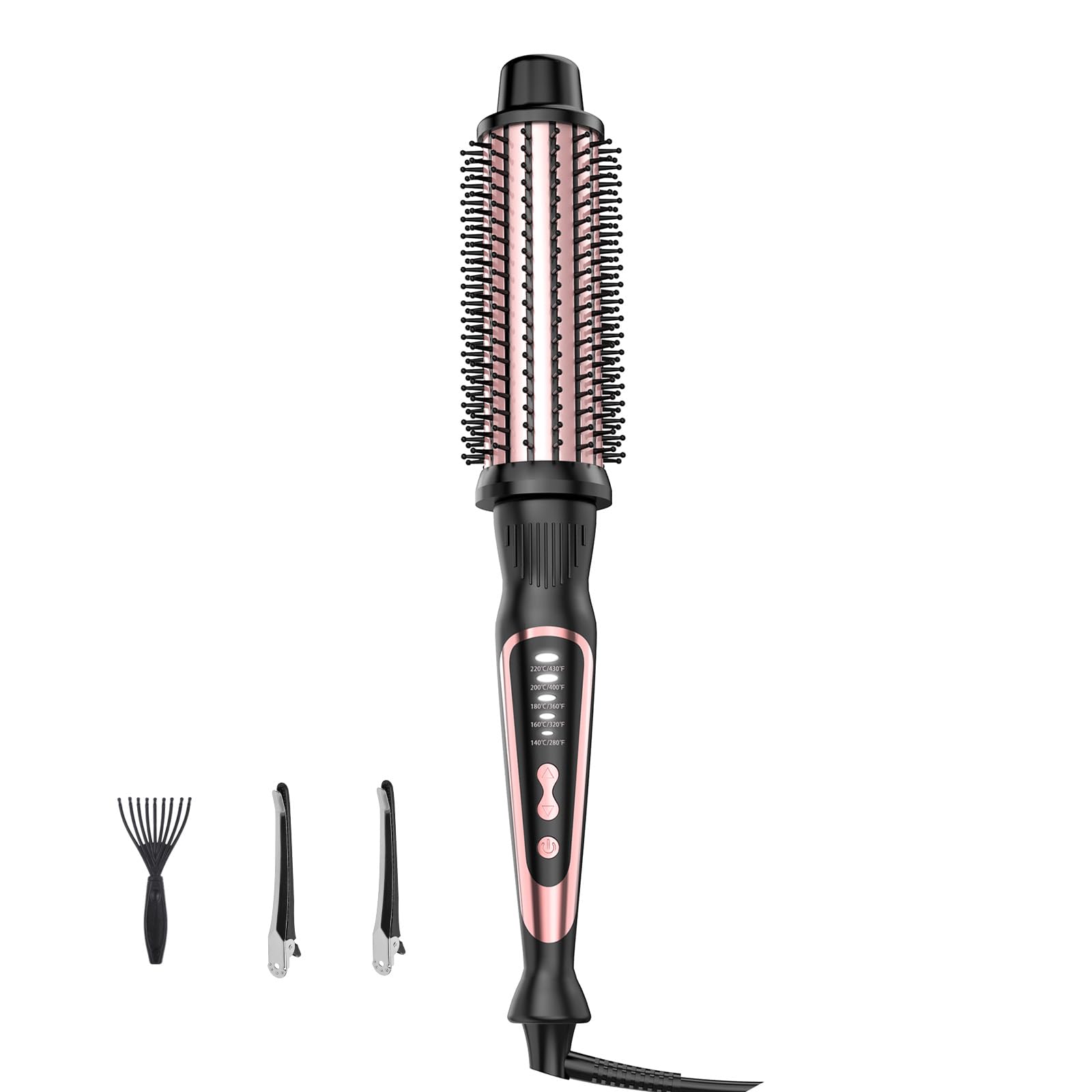 Thermal Brush, Heated Round Brush & Curling Iron with Ceramic Ionic Technology, Hair Tools for Volumizing & Styling, Travel-Friendly Hot Comb with Adjustable Temperature（Rose Gold 1.5 inch）