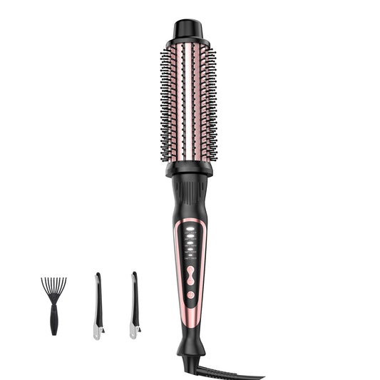 Thermal Brush, Heated Round Brush & Curling Iron with Ceramic Ionic Technology, Hair Tools for Volumizing & Styling, Travel-Friendly Hot Comb with Adjustable Temperature（Rose Gold 1.5 inch）