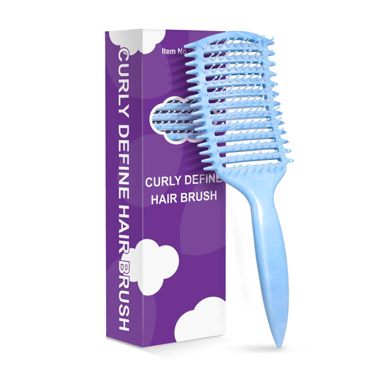 Curly Hair Brush & Curl Defining Brush Easily Detangles Knots with Less Pulling Styles Wet or Dry Hair, Tames Frizz for All Curl Types (Watercolor blue)