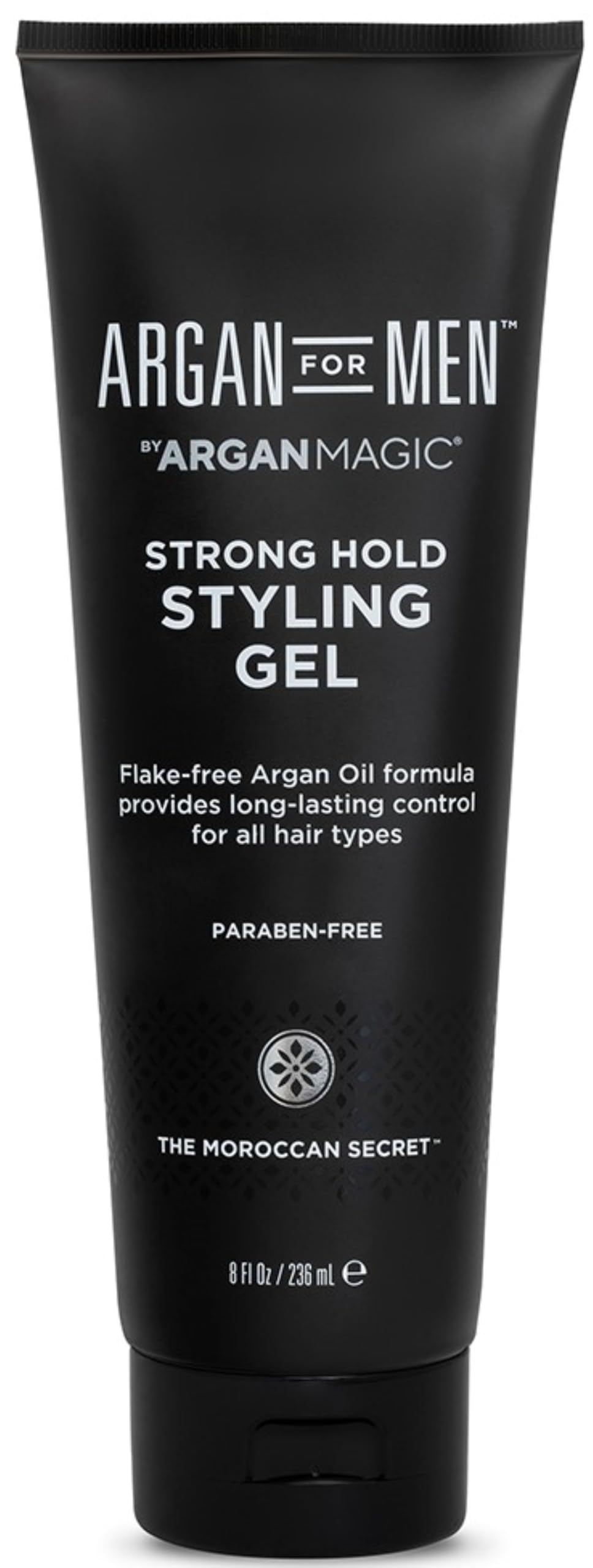 ARGAN MAGIC Strong Hold Styling Gel - Flake-Free Argan Oil Formula for Superior Hold and Long-lasting Control | Made in USA, Paraben Free, Cruelty Free (8 Fl Oz)