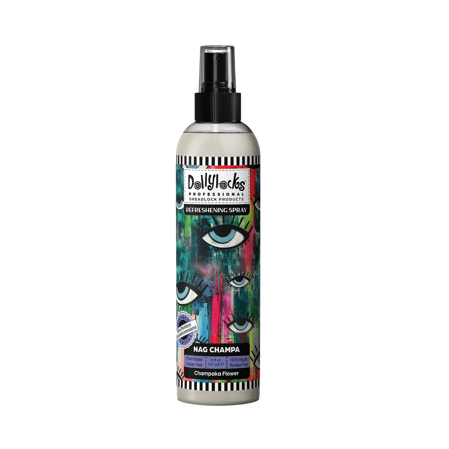 Dollylocks Refreshening Spray Residue-Free Dreadlock Spray & Loc Moisturizer, Plant Based Deodorizer & Conditioner for Dreads, Vegan & pH-Balanced (Nag Champa Scent, 8oz)
