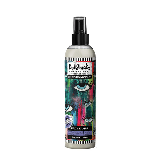 Dollylocks Refreshening Spray Residue-Free Dreadlock Spray & Loc Moisturizer, Plant Based Deodorizer & Conditioner for Dreads, Vegan & pH-Balanced (Nag Champa Scent, 8oz)