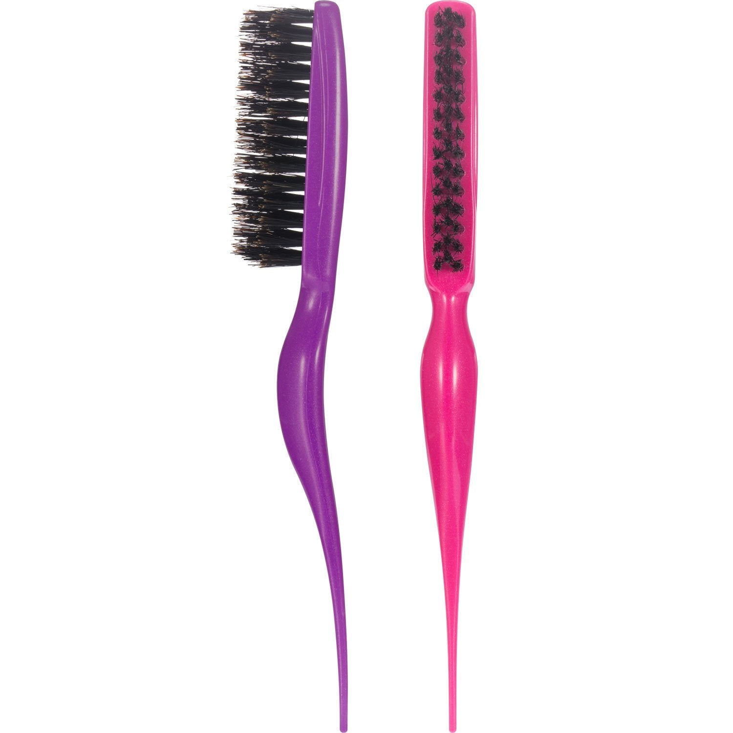 Frienda 2 Pieces Teasing Hair Brush Boar Bristle Brush Comb for Women Salon Boar Nylon Bristle Beauty Styling Slick Back Backcombing Tool(Fuchsia and Purple)