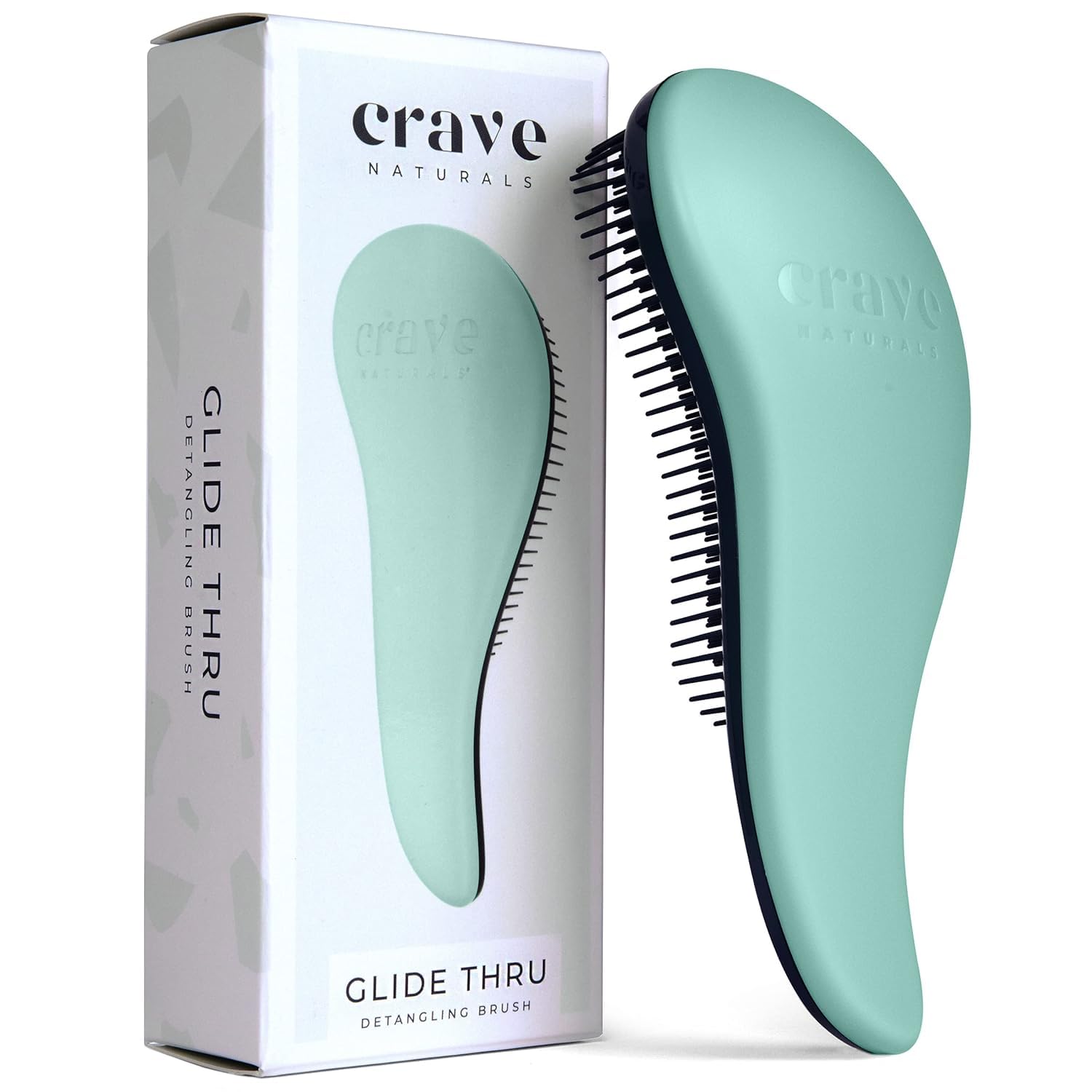 Crave Naturals Glide Thru Detangling Brush For Natural, Curly, Straight, Wet or Dry Hair - Gentle Detangler Styling Tool for Adults, Kids, Toddlers and Little Girls - 7.5 x 3 in, Turquoise