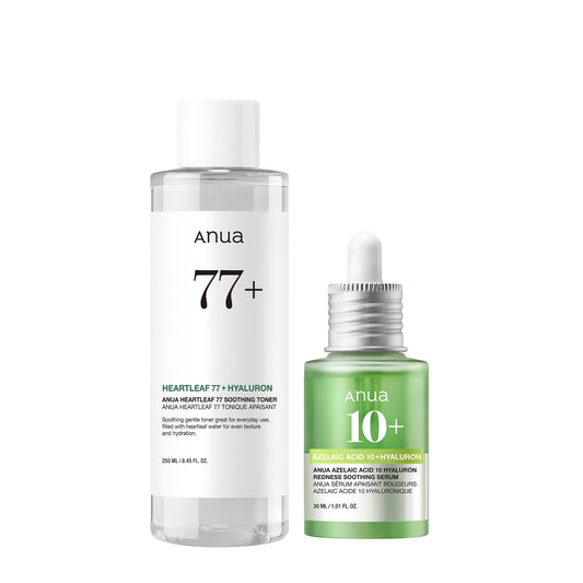 ANUA Gentle Soothing Starter Duo, Azelaic Acid & Heartleaf 77 Soothing Toner, Hydrating, Calming care for Sensitive Skin, Vegan, Korean Skincare Set