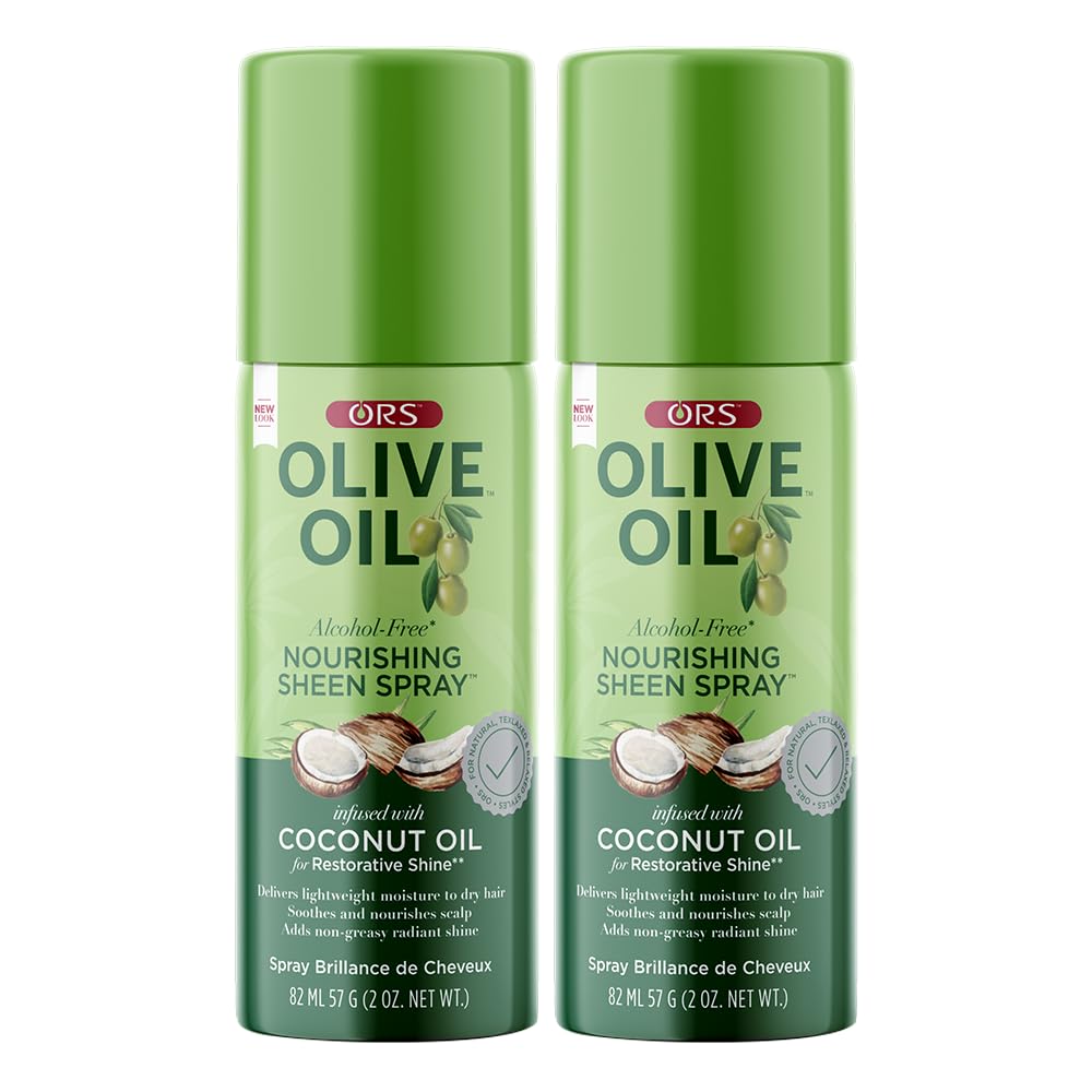 ORS Olive Oil Nourishing Sheen Spray Infused with Coconut for Restorative Shine Alcohol Free 2 Ounce (Pack of 2)
