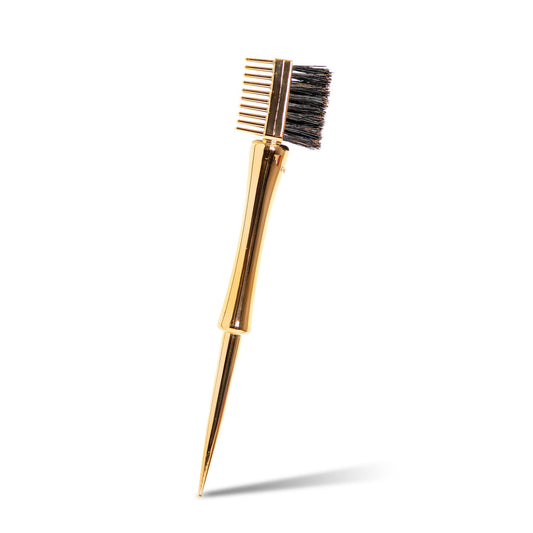 – Gentle Hair Brush Styling Tool, Double-Sided Hair Edge Brush, Baby Hair Brush with a Multi-Use Pointed End, Edge Comb Alternative, Gold