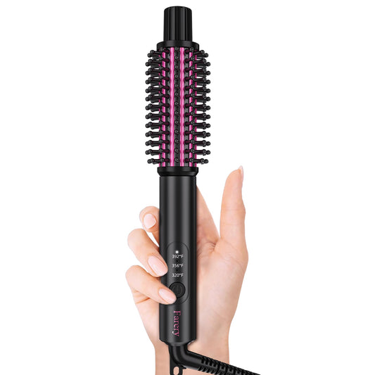 Mini Thermal Brush 3 Temperature Adjustable, Travel Curling Iron for Short Hair 1 Inch, Heated Round Brush for Soft Curls, Lightweight Curling Wand Perfect for Bouncy Hair, Dual Voltage
