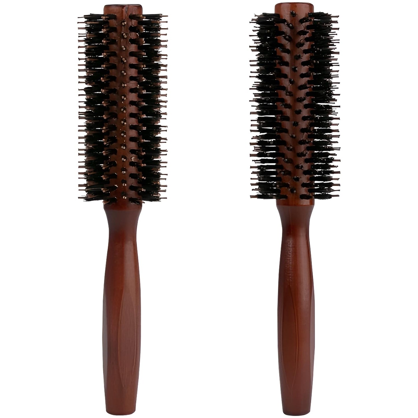 Round Boar Bristle Hair Brush with Wooden Handle Ideal for Styling Medium to Long Hair Thick, Fine, Curly, Or Straight Hair, Enhances Volume and Shine, Brown