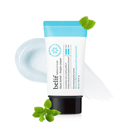 BELIF Aqua Bomb Cooling Relief Cream with Panthenol & Niacinamide Daily Soothing & Hydrating Moisturizer, Depuff with Caffeine, Non-comedogenic, Lightweight Cream, Korean Skincare, 1.69 fl oz (50ml)