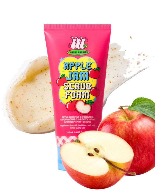 Apple Jam Scrub Foam 4.05 Fl Oz, Exfoliating & Hydrating Cleanser with Triple Scrub Particles, pH-Balanced, Apple-Infused Face Wash for Smooth & Radiant Skin, Korean Skincare