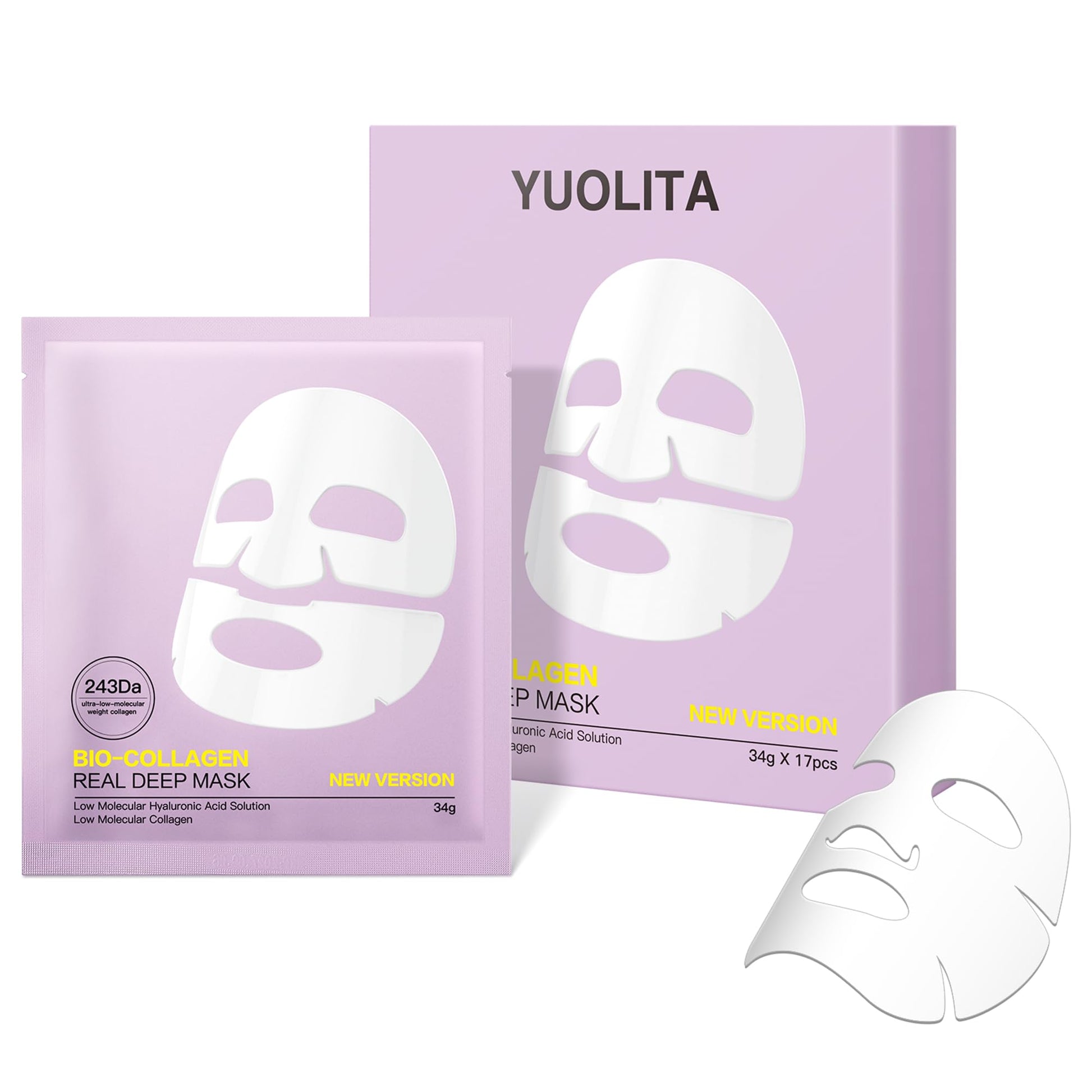Deep Collagen Jelly Gel Face Mask,Bio-Collagen Facial Mask for Glass Glow Skin,Hydrating Hydrogel sheet Overnight Mask, low molecular weight collagen for lifting, firming, and moisturizing