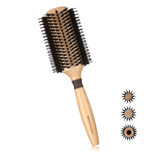 Round Brush for Blow out, Hair Brush for Women Men Styling Curling Straightening, Wooden Round Brush AddShine Volume (2.8 Inch)