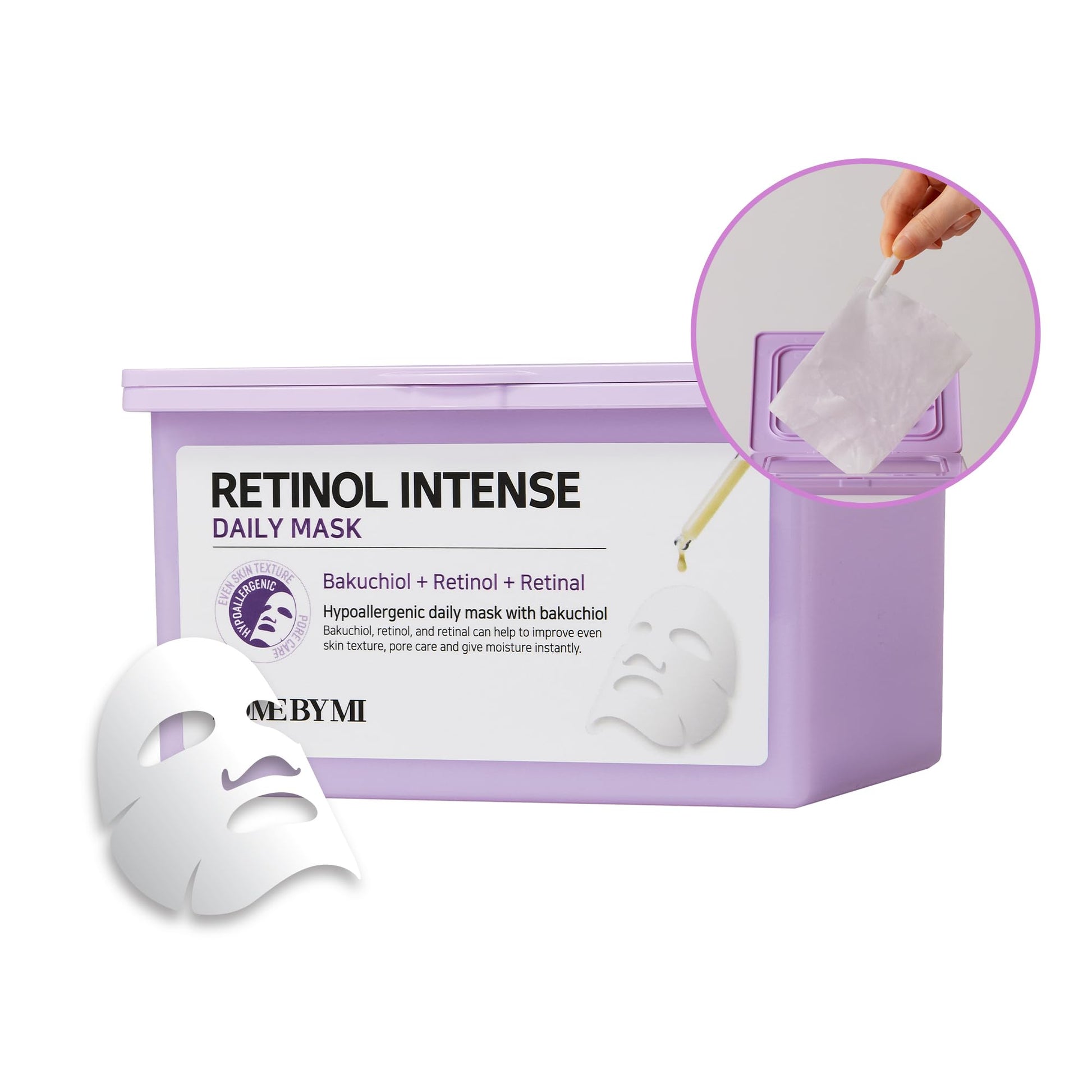 SOME BY MI Retinol Intense Daily Mask - 30 Sheets, 11.8Oz - Mild Korean Retinol Vegan Face Sheet Mask for Glass Skin Routine - Skin Texture, Elasticity and Aging Sign Care - Korean Skin Care