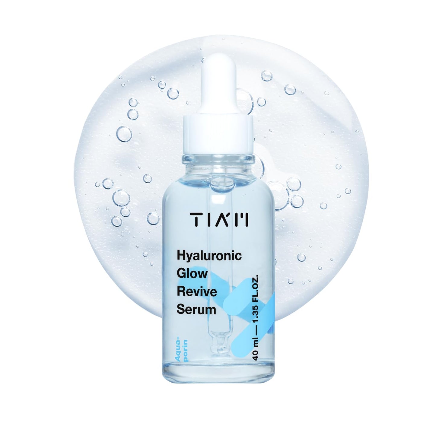 TIA'M Hyaluronic Glow Revive Serum, 1.35 fl oz, Lightweight & Non-Sticky Face Serum for Deep Hydration and Calming, Ideal for Dry, Dehydrated Skin, Korean Skin Care