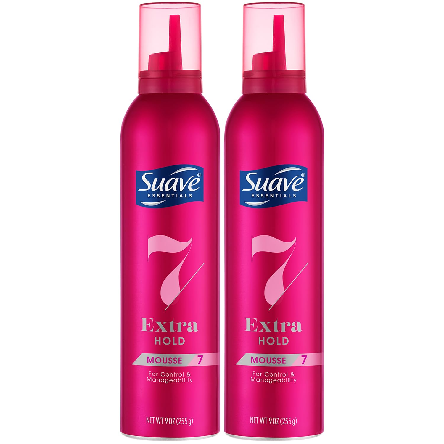 SUAVE Extra Hold Mousse for Curly Hair, Wavy, All Hair Types, Moisturizing & Nourishing, Foam, Scented 9 oz (Pack of 2)