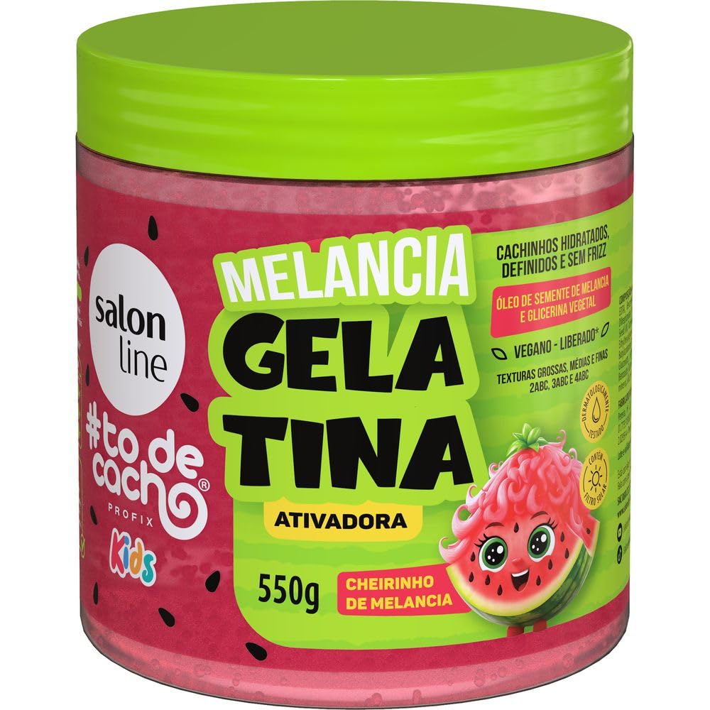 Salon Line - Linha #ToDeCacho (Kids) - Gelatina Ativadora Melancia 550 Gr - (#IGotCurls (Kids) - Watermelon Activating Gelatin Net 19.4 Oz)