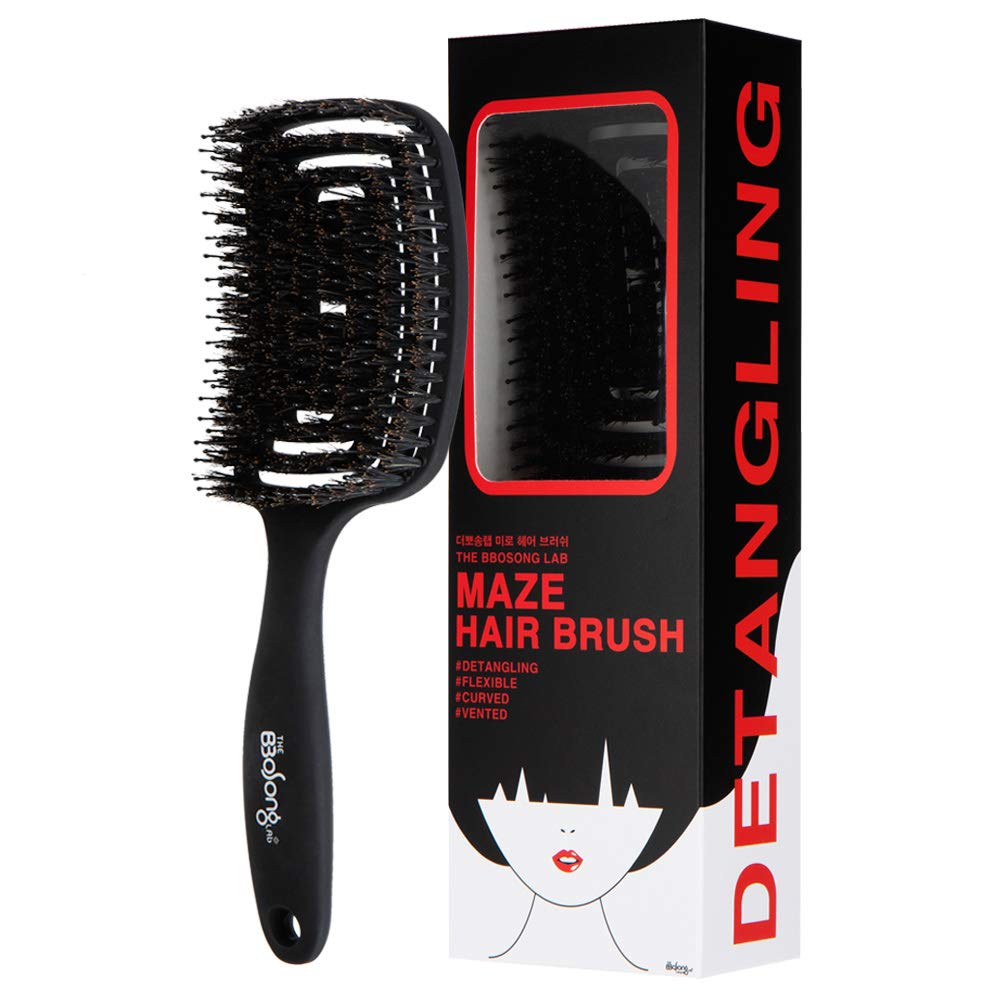 Maze Hair Brush Curved and Flexible Brush Head, Fast Drying, Detangling, for All Hair Types
