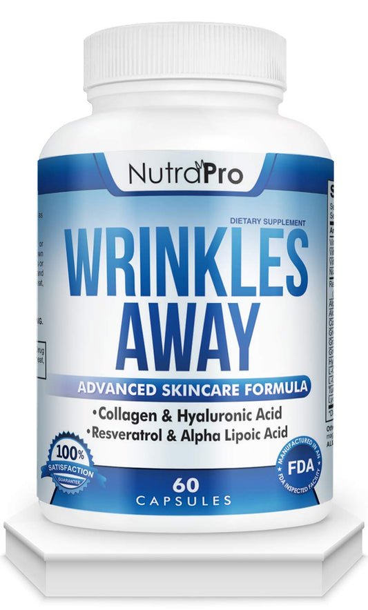NutraPro Anti Wrinkle and Ageless Skin Vitamins - Dermal Repair Complex for Skin Repair with Collagen & Resveratrol & Alpha - Lipoic Acid & Hyaluronic Acid Supplement to Renew Skin