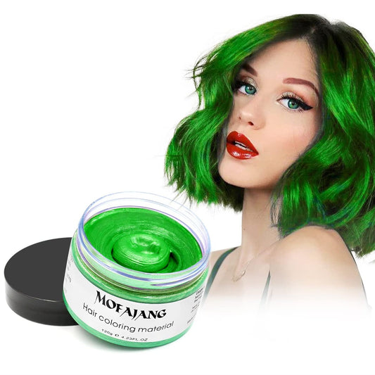 Green Temporary Hair Color Wax - SOVONCARE Washable Gray Hair Dye for Men & Women, All-Day Hold Disposable Hair Styling Clays for Party, Cosplay & Daily 4.23 oz