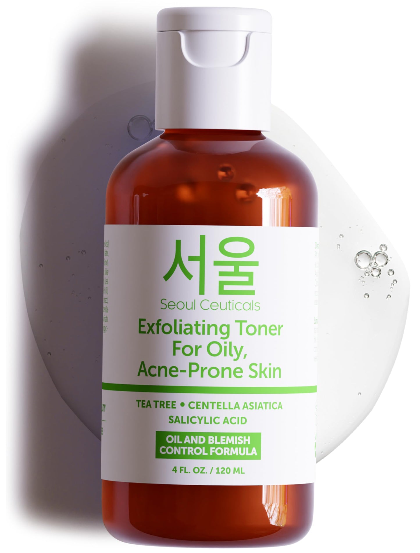 SeoulCeuticals Korean Toner for Oily Acne Prone Skin Korean Skin Care Tea Tree Toner for Face Facial Toner Centella Asiatica, Salicylic Acid. 4 FL OZ