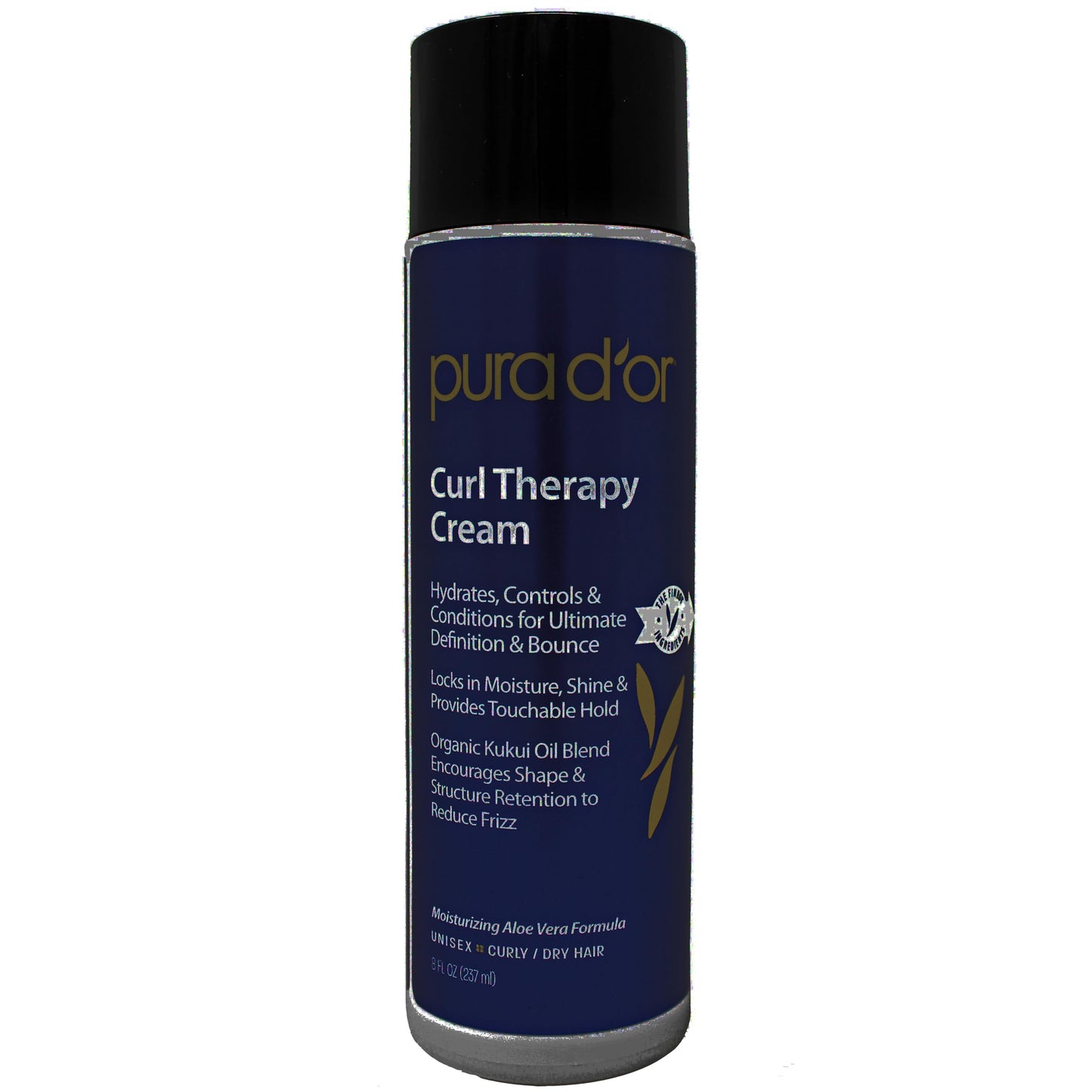 PURA D'OR Curl Therapy Leave-In Styling Cream (8oz) For Curly, Wavy or Frizzy Hair, Hydrates & Conditions, Gentle Sulfate Free Formula Infused with Natural Ingredients, Men & Women