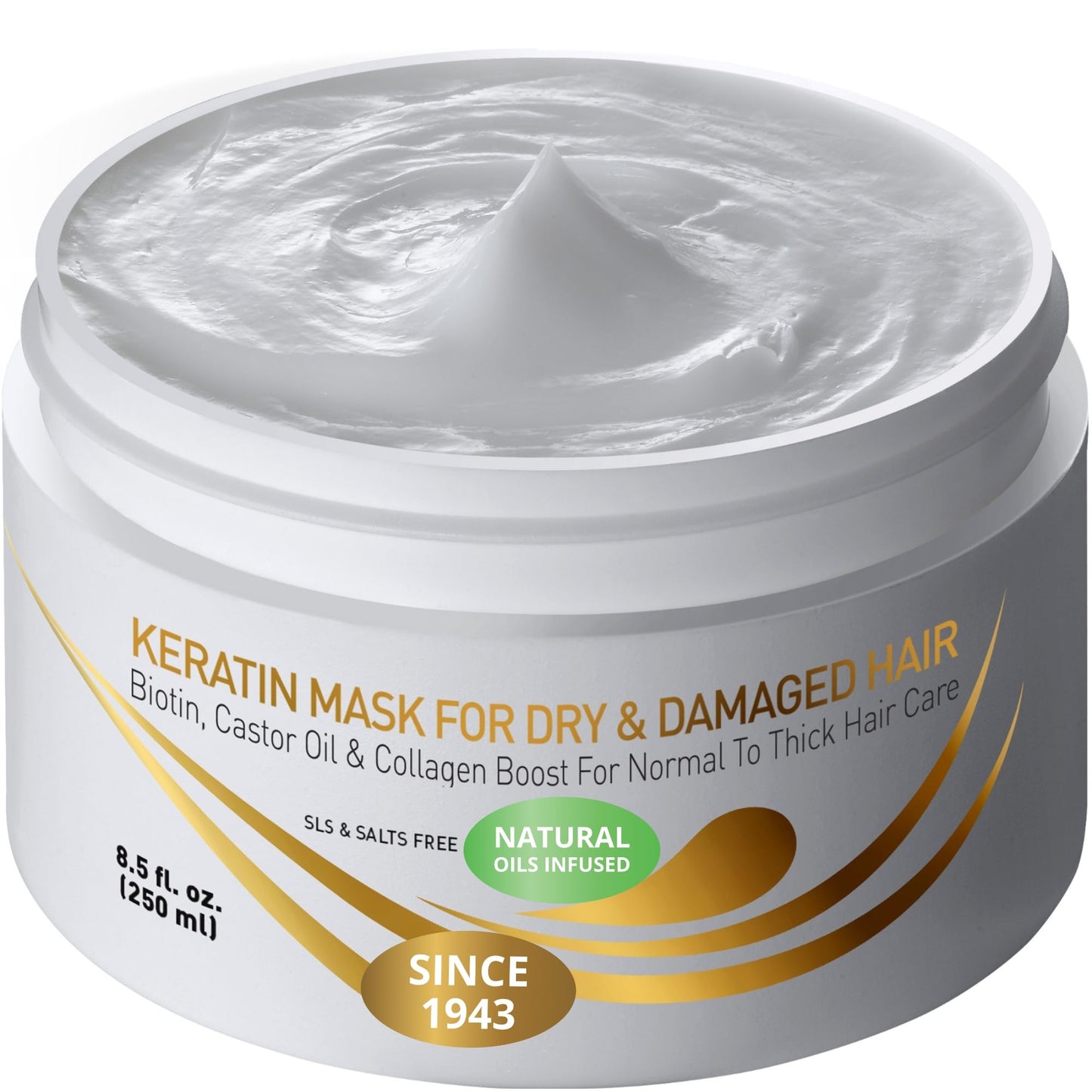 VITAMINS hair cosmetics Keratin Hair Mask Deep Conditioner - Biotin with Castor Oil Protein Conditioning Repair Treatment for Thick Dry Damaged or Color Treated Curly Straight Coarse Hair