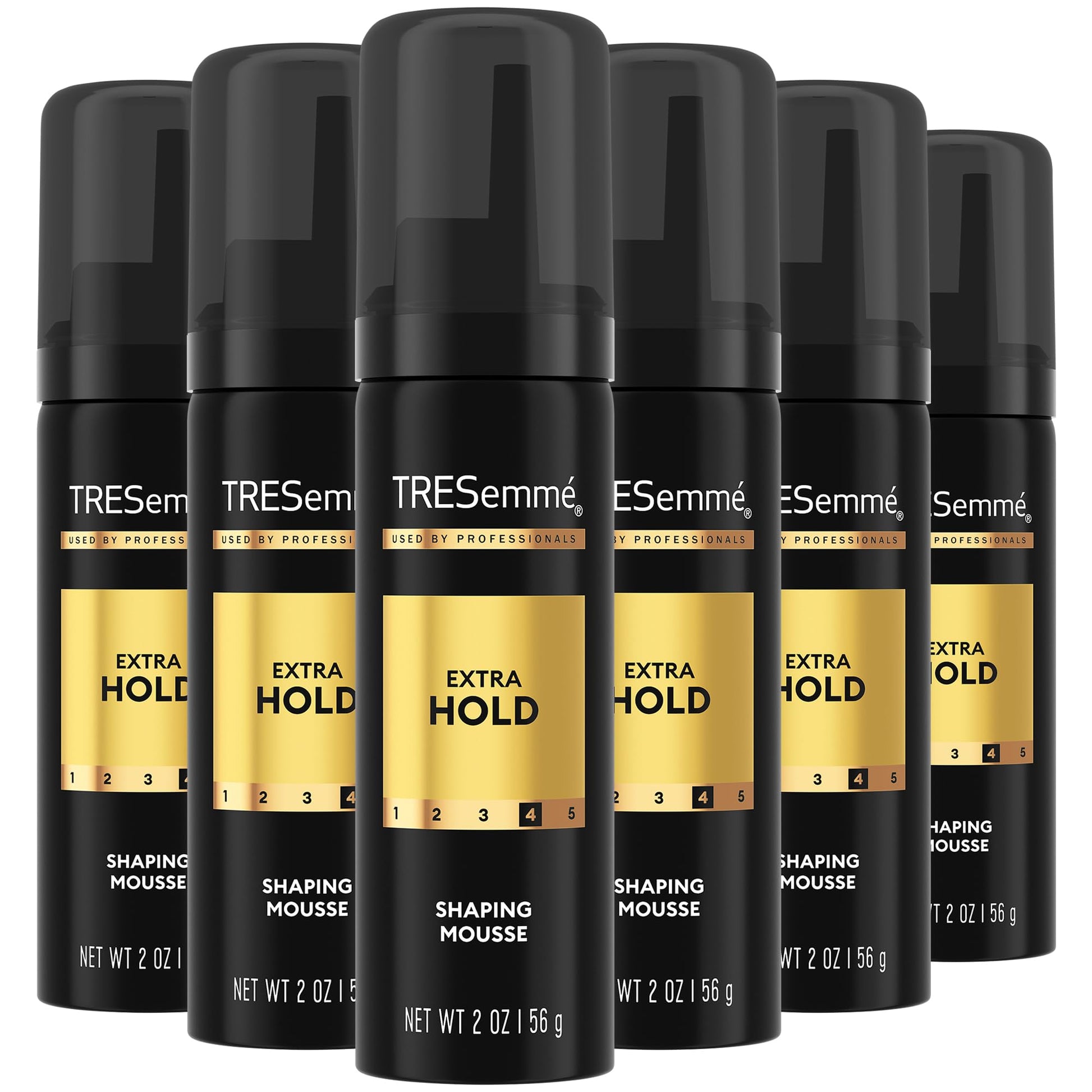 TRESEMME Shaping Mousse, Travel-Size, Extra Hold 6-Pack Moisturizing Hair Mousse for Sculpting, 24H Frizz Control, 2 Oz Ea