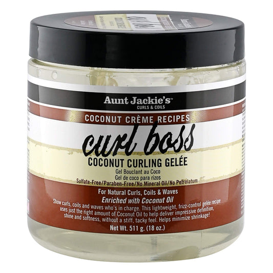 AUNT JACKIE'S Coconut Cr�me Recipes Curl Boss Coconut Curling Hair Gel for Natural Curls, Coils and Waves, 18 oz