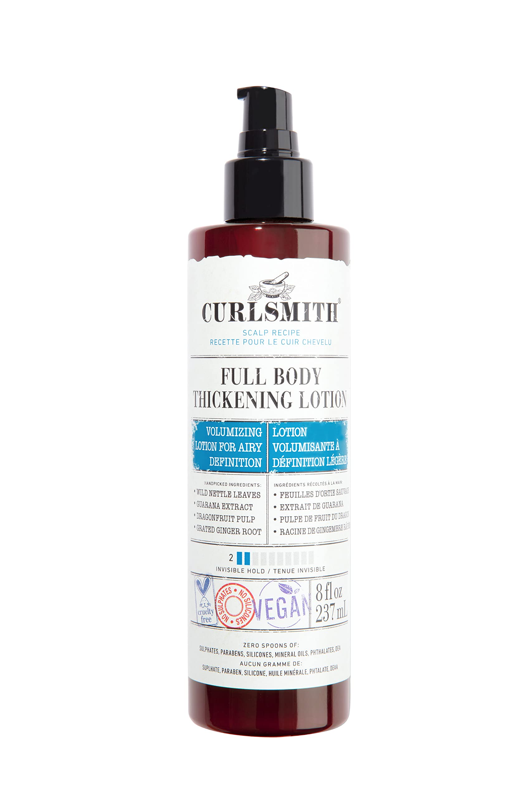 CURLSMITH Full Body Thickening Lotion - Instant Volume for All Hair and Curl Types, Vegan (237ml/8 fl oz)