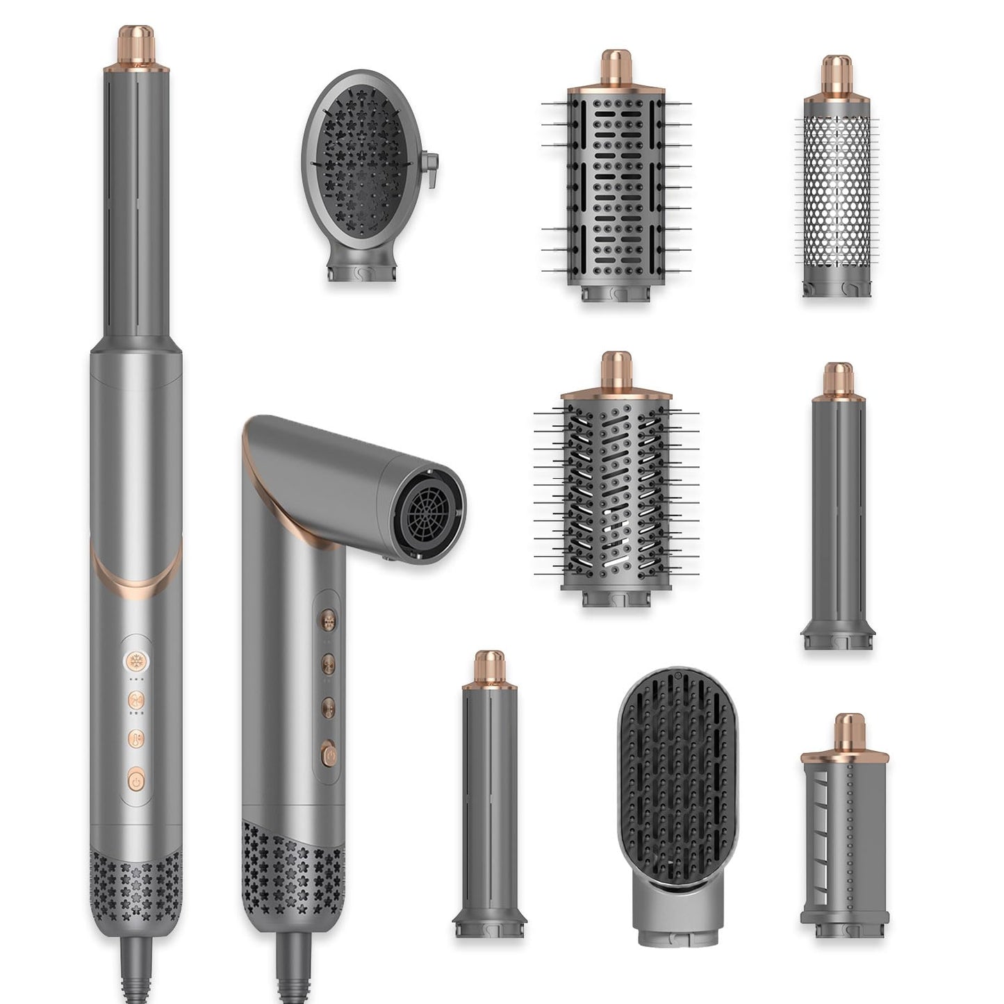 8 in 1 Hair Dryer Brush Set Air Hair Styler Curling Negative Ionic Foldable Hot Air Hair Dryer Brush, Hair Styling Tool for Curling Waves Straightening Volume Blowout Styles