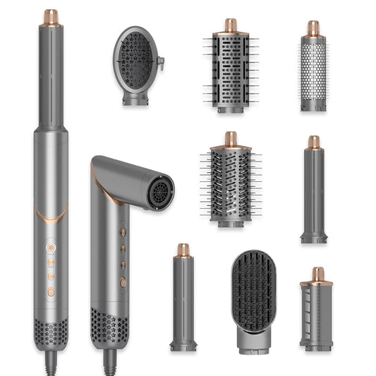 8 in 1 Hair Dryer Brush Set Air Hair Styler Curling Negative Ionic Foldable Hot Air Hair Dryer Brush, Hair Styling Tool for Curling Waves Straightening Volume Blowout Styles